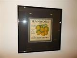 VINTAGE Framed Strawberry Label - "Hammond Brand - U. S. No. 1 - Grown & Packed for Italian Co-operative Association, Inc. - Hammond, LA - 1930" - 12.5" X 12.5" - BEAUTIFUL!!!!!!