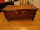 Decorative Cedar Chest - probably 1940's - top lifts for storage - this family used it as a coffee table & storage.....