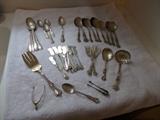 More STERLING Silver Flatware pieces - soup spoons; serving spoons; meat fork;  tea spoons; butter knives; salad forks; sugar cube tongs; wishbone; ladle spoon; sugar spoon - ALL Very Nice!!!!