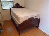 ANTIQUE Walnut 3/4 Bed with Box Springs & Mattress - you will have to buy slat boards to sit box springs/mattress on - BEAUTIFUL piece of furniture!!!!