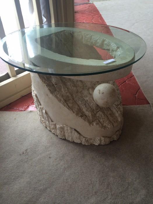 Stone & glass end table