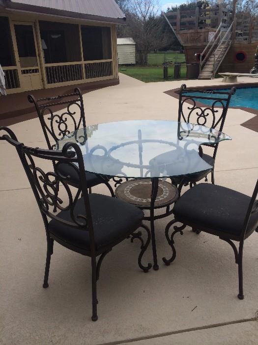 Glass (as is) top table with 4 chairs