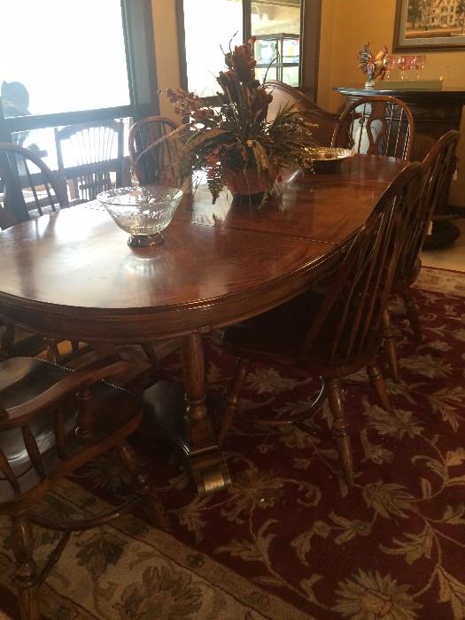 Large dining table with 6 chairs