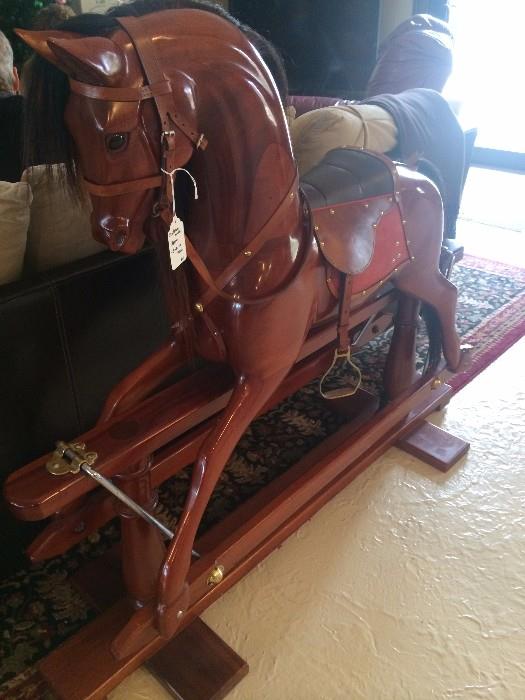 Exceptional handmade wooden rocking horse