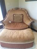 Over-sized chair with matching ottoman