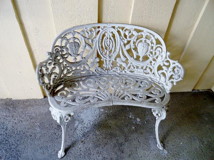 Vintage cast iron patio bench