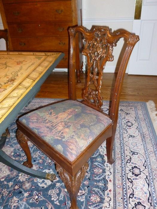 Set of 4 ornate antique chairs