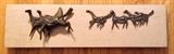 Cast bronze low wall relief sculpture of five galloping horses by Oregon artist Tom Hardy - mounted on marble. Measures 27" long, 7" tall & 4" deep.