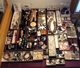 Costume jewelry - some artist-made & ethnographic pieces, a few vintage crystal necklaces, bird & cat pins & much more...