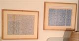 Pair of 1967 abstract paintings on board by Dick York.  Framed size: 21" x 25" each.