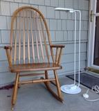 Oak rocker by S. Bent & Bros. (Massachusetts), mod white floor lamp