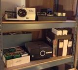 Rollei P66E slide projector, Sawyers slide projector & carousels