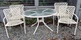 Patio set with glass top table