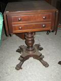 American Dropleaf Work Table on Pedestal, Walnut