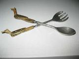 Eclectic Bird Decorated Salad Serving Set