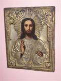 19th Century Continental Icon of Jesus Christ, Velvet Back.