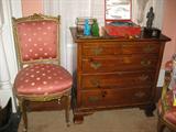 Pine Bachelor Chest with Ogee Bracket Feet, Chinese and Japanese Accessories, Louis XVI Style Side Chair