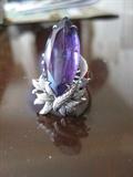 14k Gold Amethyst Ring, Marquis Cut