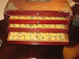 Close up of the Mah Jongg Set, Case shows wear, Pieces appear to be Intact