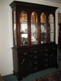 Lighted Mahogany Corner Cupboard