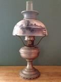 Hand Painted Gas Lantern Shade with Dutch Windmill Scene