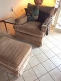 Brown club chair ottoman