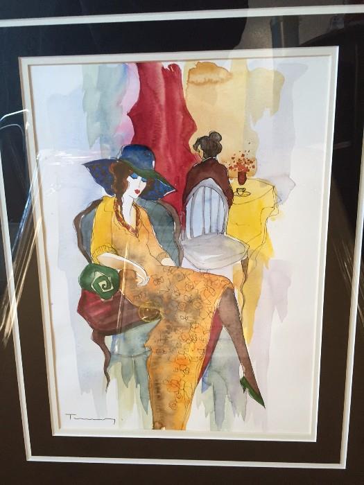 ORIGINAL Tarkay Watercolor - Signed by Artist - with COA