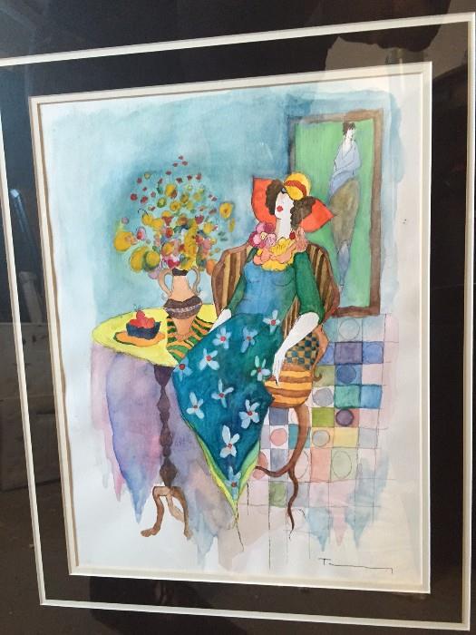 ORIGINAL Tarkay Watercolor - Signed by Artist - with COA