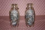 Chinese Glass Vases with Reverse Hand Painted Interiors