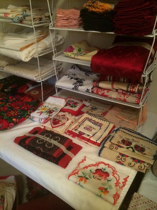 Hand made linens from various countries