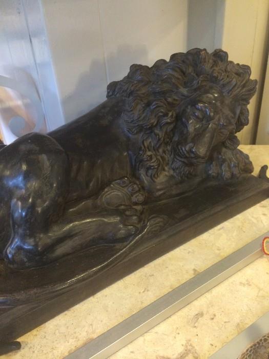 Sleeping lion statue