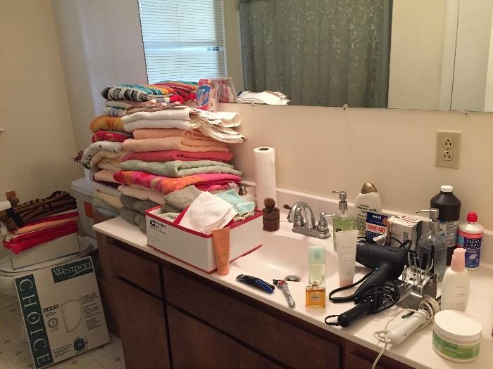Towels, Linens, Toilitries, Hair dryers curling irons, medical supplies,etc.