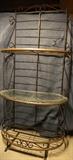 Antique french bakers rack, family heirloom, great condition, 2 glass shelves included $575