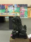 Jade Lion Sculpture (2 available), Jacob Mishori in background