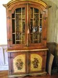 One of a Kind Cabinet with Iron grate doors and haind painted