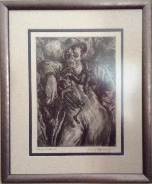 ETCHING by Irwin D. Hoffman (1901-1989) ”Miner at Rest”