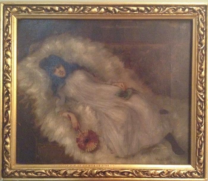 OIL ON CANVAS by Willis H. Beals, “Reclining Lady”