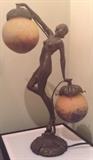 Art Nouveau Style Woman "Danseuse aux Boules" Lamp 