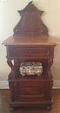 Mahogany & Marble-Top, Bed-Side Commode; Capodimonte "Bernini" Hinged Box