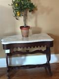 Lyre table with marble top