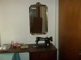 Singere Elec. Sewing Machine and vintage mirror