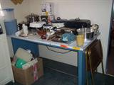 electrified work table, with kitchen appliances