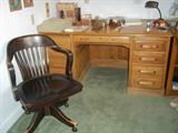Oak desk and office chair--1940's 50's.
