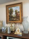 Clocks, seiko, Art, large cut glass vase