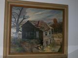 OIL PAINTING by Local Omaha WPA artist Frank Sapousek.