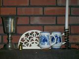 Danish mugs, twisted iron candleholders, little for everyone...
