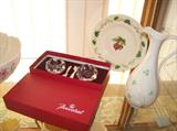 Belleek China, Baccarat crystal Salt dips.