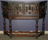 Lot #25, ITALIAN ANTIQUE CARVED WALNUT CABINET, C1900, H 47", W 62", D 17"