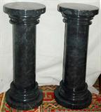 Lot #29, BLACK MARBLE PEDESTALS, PAIR, H 36", DIA 13"