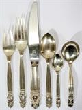 Lot #1014, GEORG JENSEN 'ACORN' STERLING FLATWARE, 61 PIECES (SERVICE FOR TWELVE)